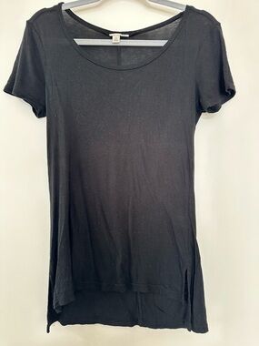 Halogen Black Short Sleeve Scoop Neck Tee